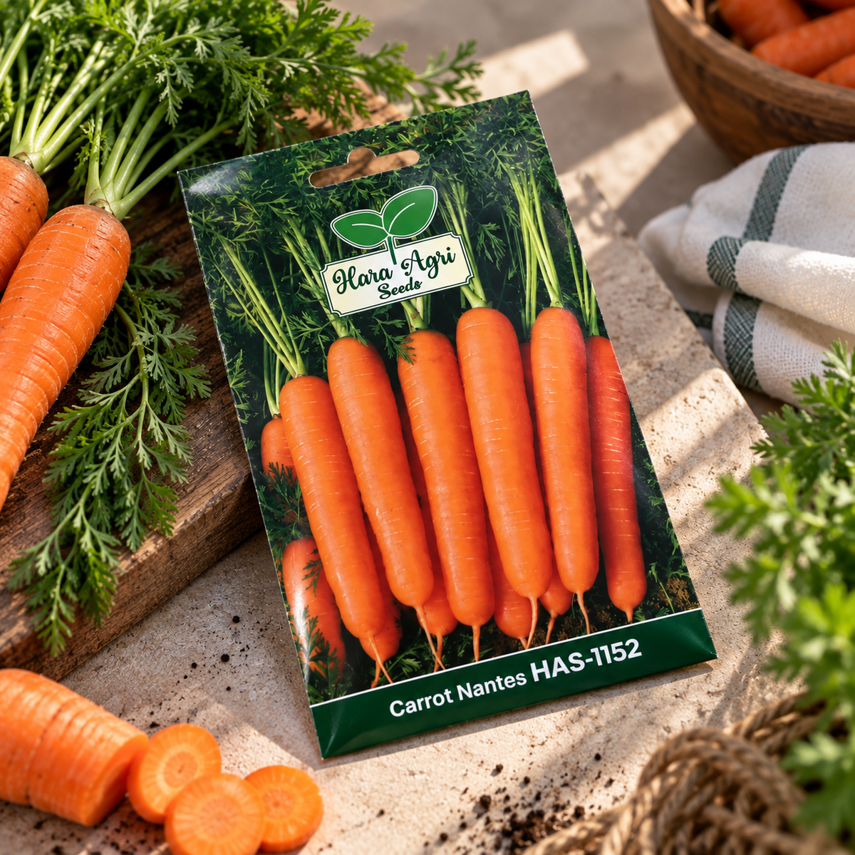 Carrot Nantes HAS-1152 F1 Seeds | Hara Agri Seeds | Premium Hybrid Carrot Vegetable Seeds for Home Garden, Kitchen Garden, Terrace Garden, Pots & Grow Bags