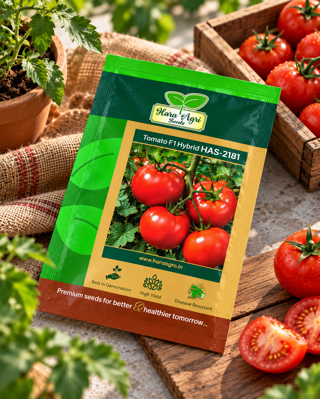 Hara Agri Tomato F1 Hybrid HAS-2181 Seeds – Premium High-Yield Tomato Seeds for Healthy Plants, Quality Fruits & Productive Vegetable Cultivation