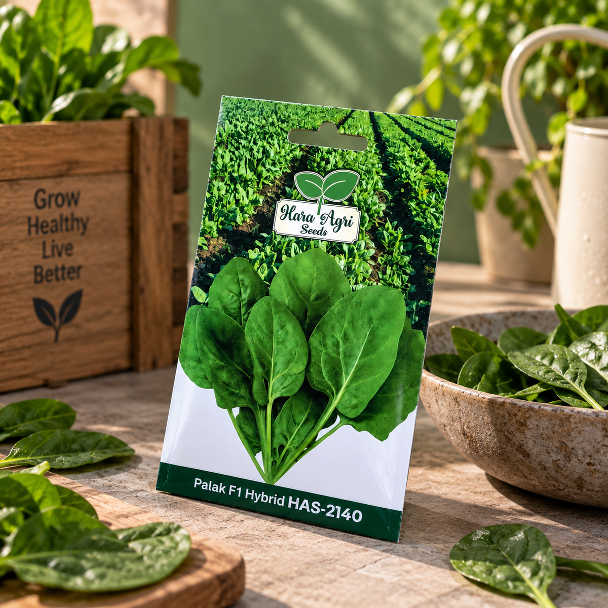 Palak F1 Hybrid HAS-2140 Seeds | Hara Agri Seeds | Premium Hybrid Spinach Seeds for Home Garden, Kitchen Garden, Terrace Garden & Fresh Leafy Greens