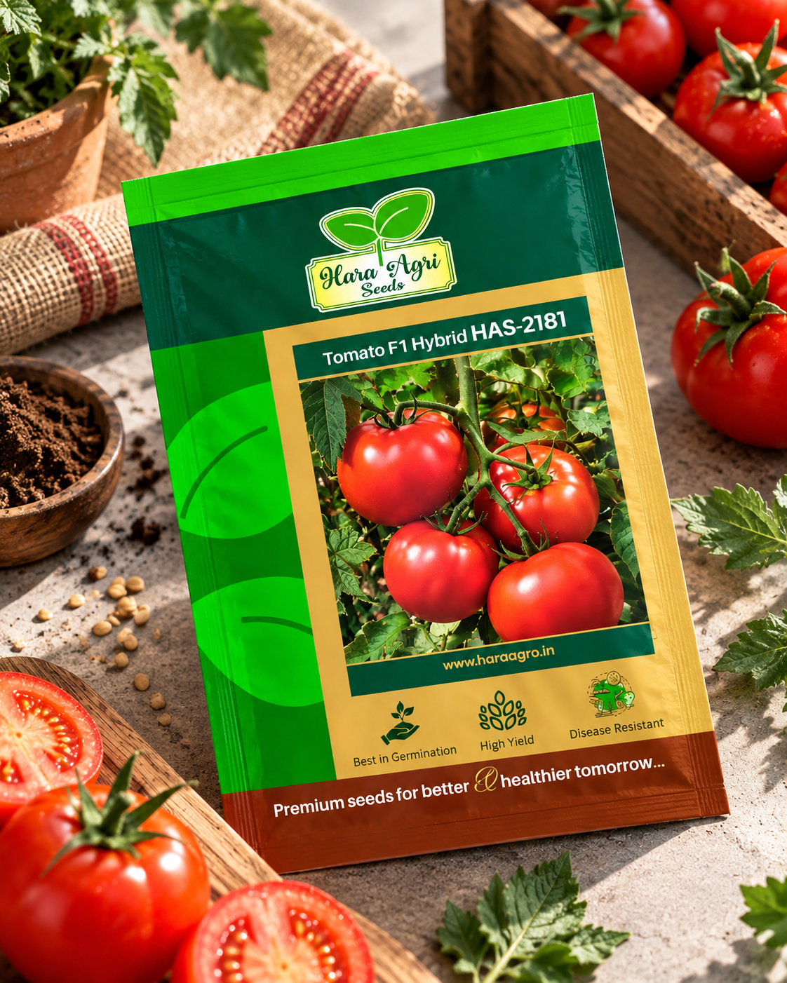 Hara Agri Tomato F1 Hybrid HAS-2181 Seeds – Premium High-Yield Tomato Seeds for Healthy Plants, Quality Fruits & Productive Vegetable Cultivation